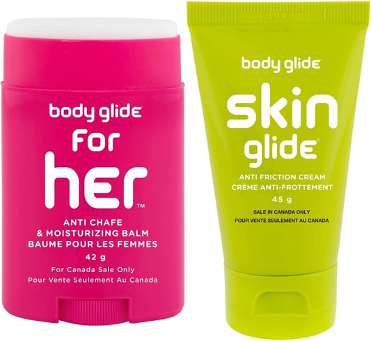 for Her Moisturizing anti Chafe Balm Stick (For Canadian Sale Only), 42G, Magenta & Skin Glide anti Friction Balm (For Canadian Sale Only), 45G, Green